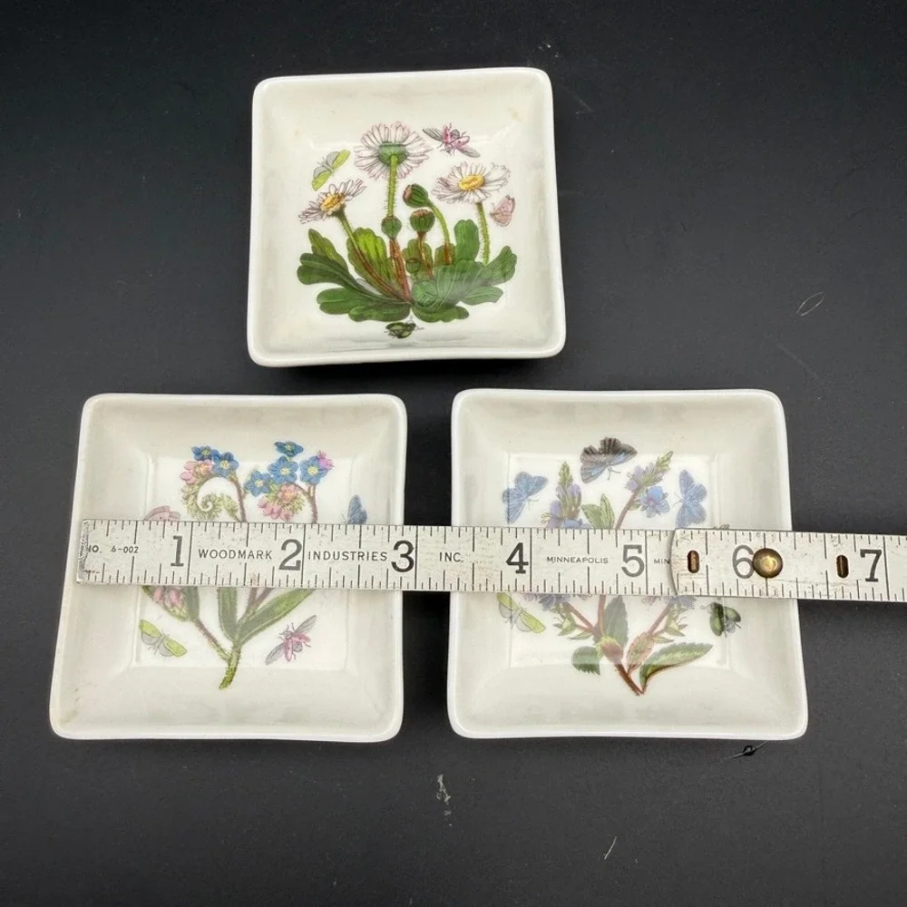 Portmeirion Botanic Garden Oil Dipping Bowls Set of 3 Floral Ceramic Cottage